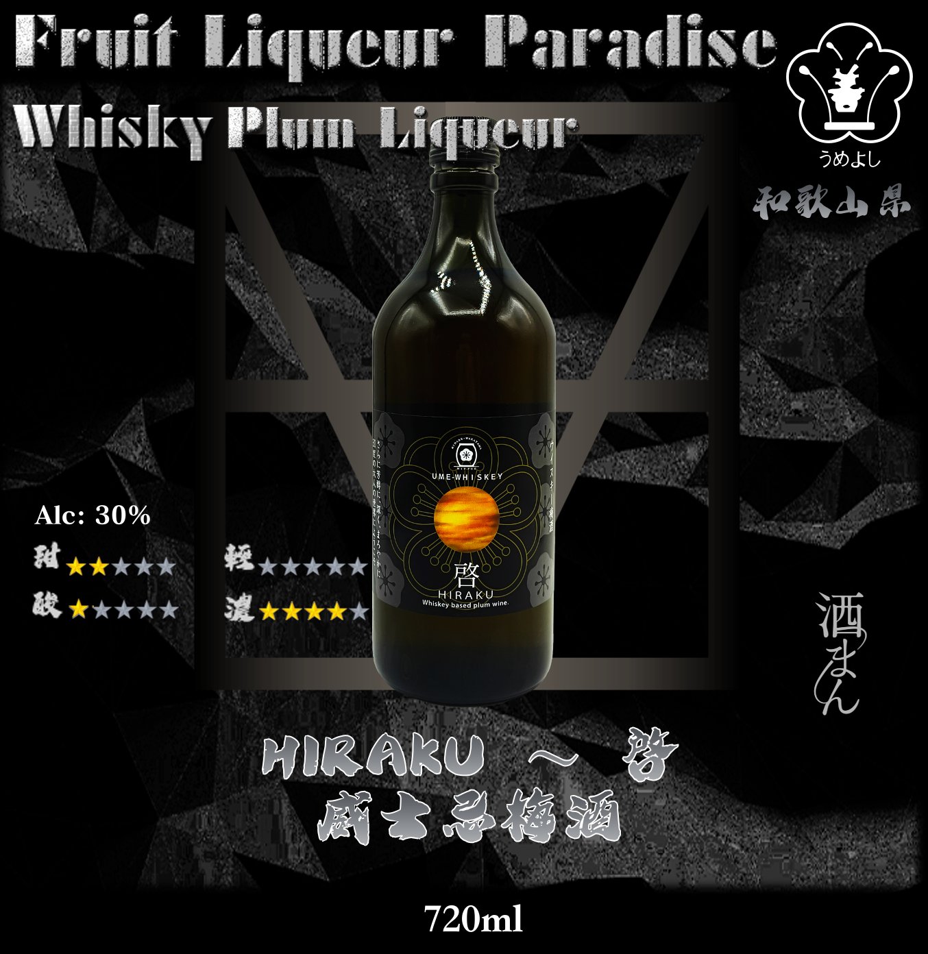 啓〜HIRAKU 威士忌梅酒	720ml